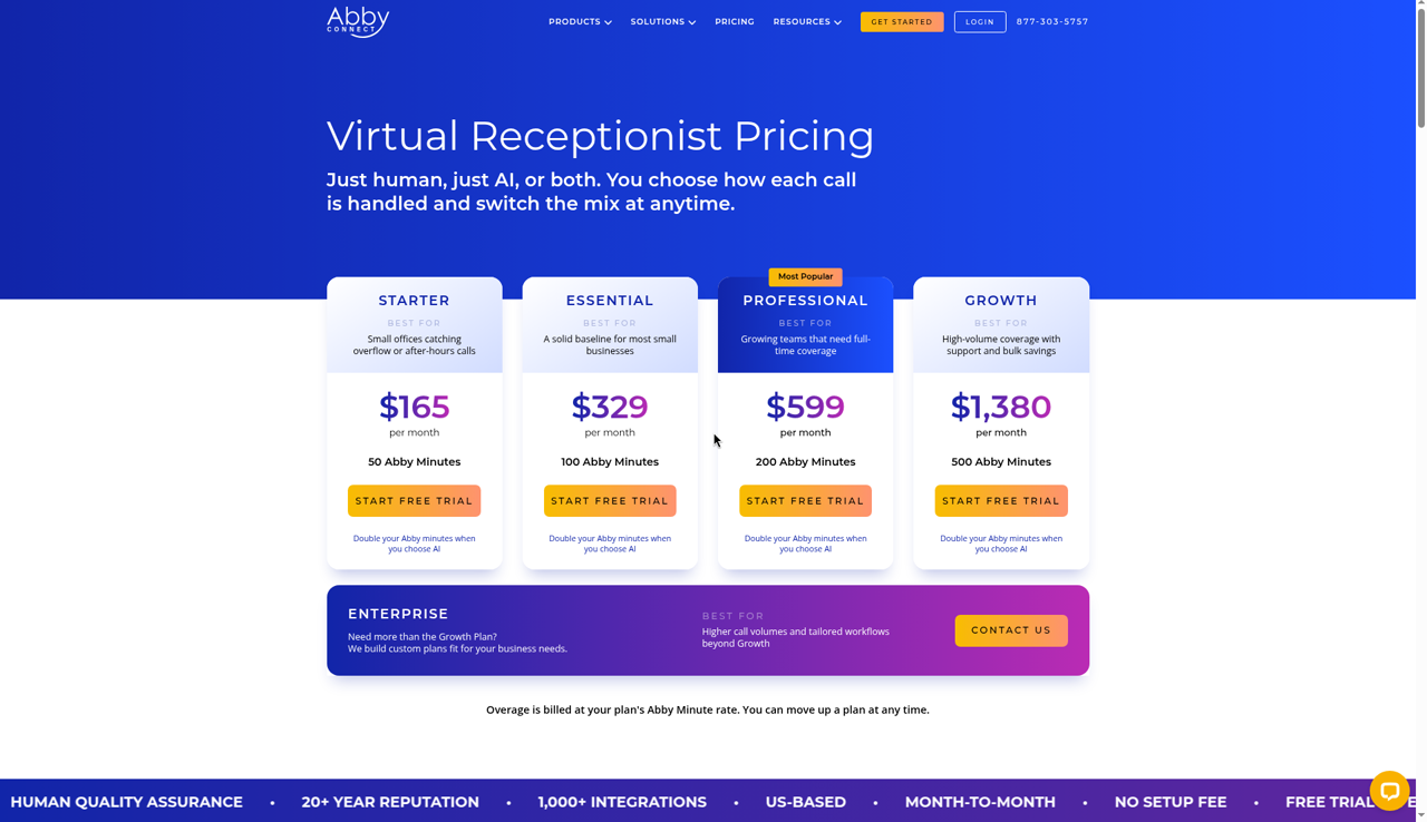 Vendor pricing for Abby Connect, updated every Friday at 9:00 AM ET and manually verified weekly regardless of article type or article performance.