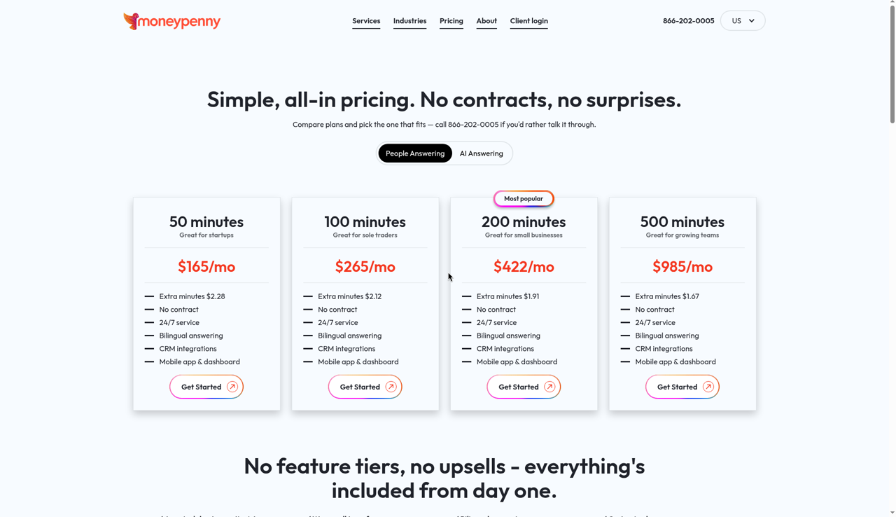 Vendor pricing for Moneypenny, updated every Friday at 9:00 AM ET and manually verified weekly regardless of article type or article performance.