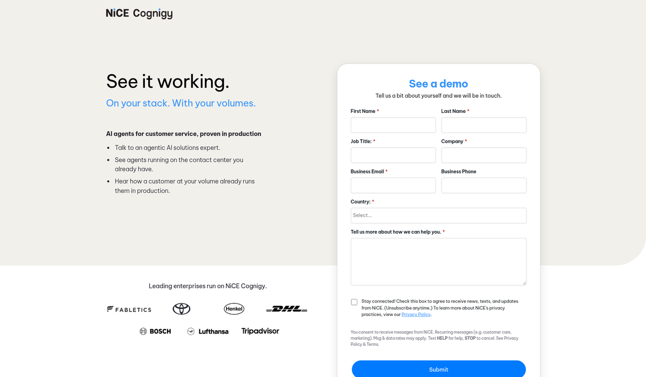 Screenshot of the Cognigy pricing page as published on October 16, 2026