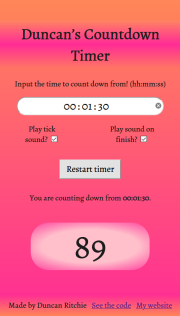 Screenshot of my countdown timer