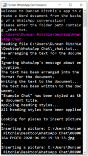 Screenshot of my app to format a WhatsApp conversation