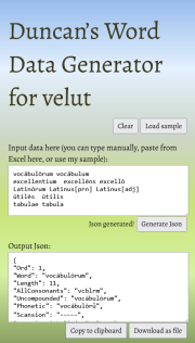 Screenshot of my Word Data Generator