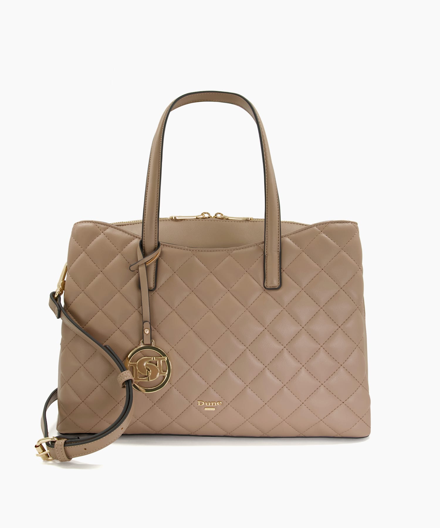 Quilted Double Zip Tote Bag, Dune London