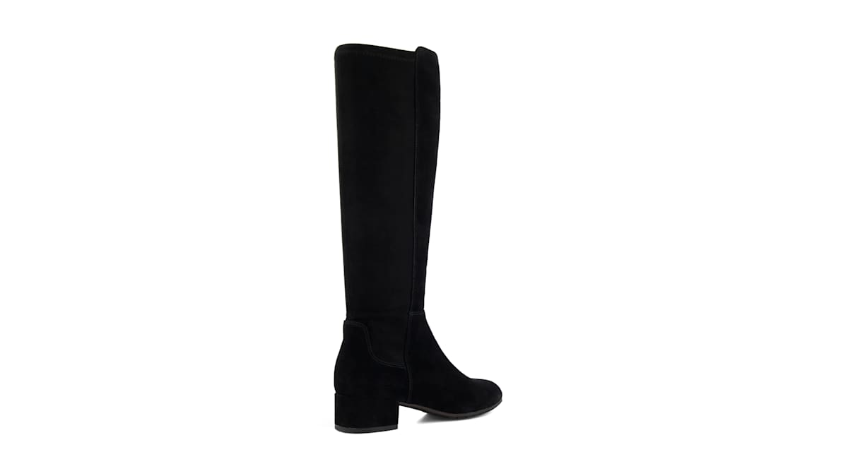 black suede stretch boots