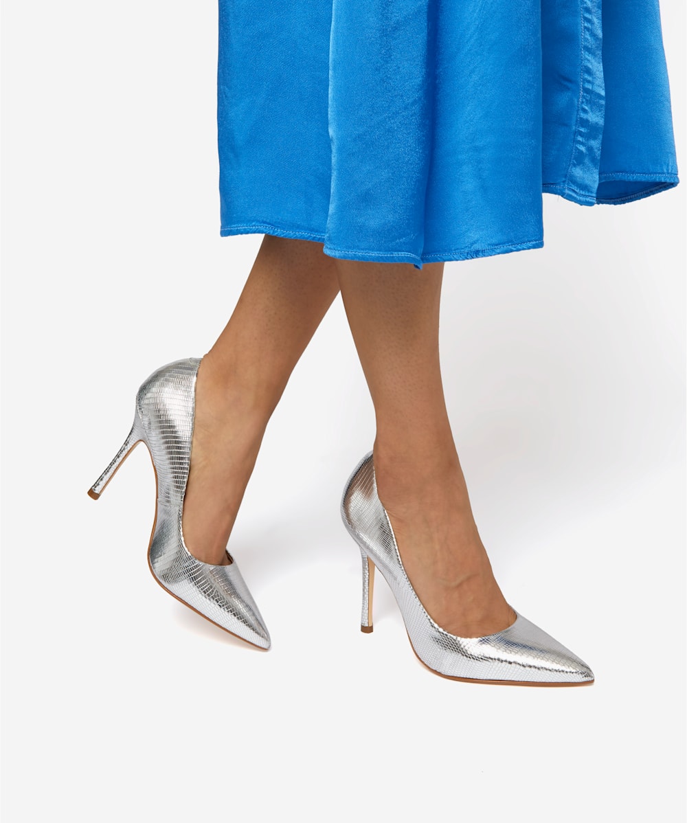 Silver court shoes hot sale