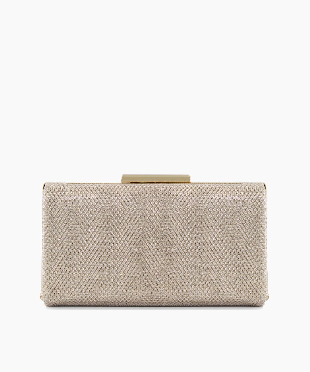 Dune gold clutch bag top