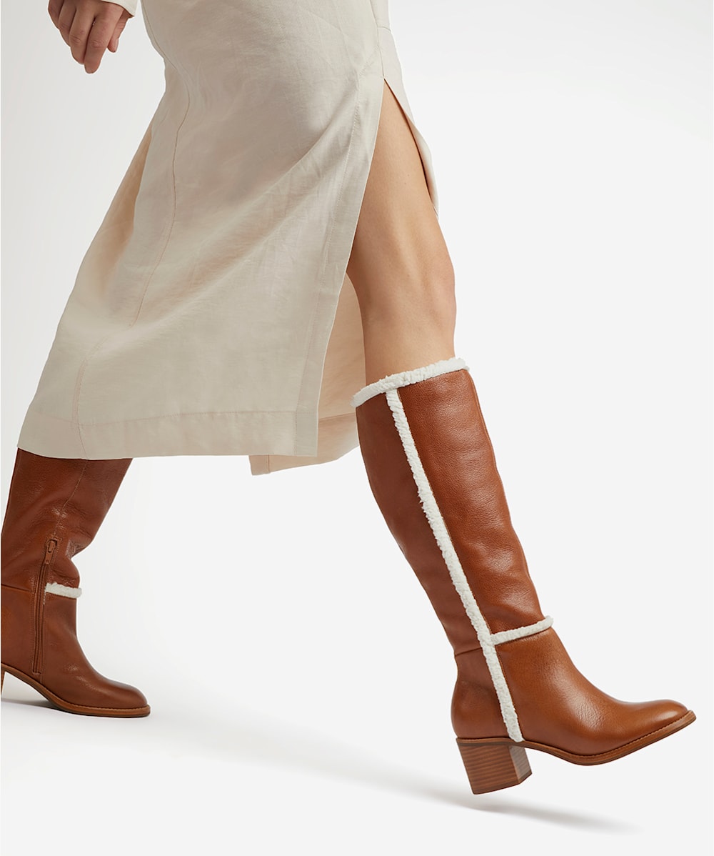 Tan brown knee high boots on sale