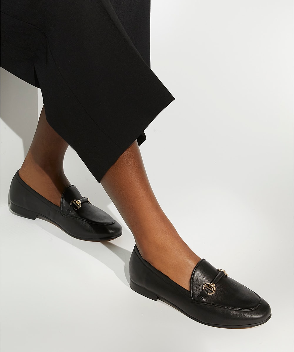 Black Leather Snaffle Loafers