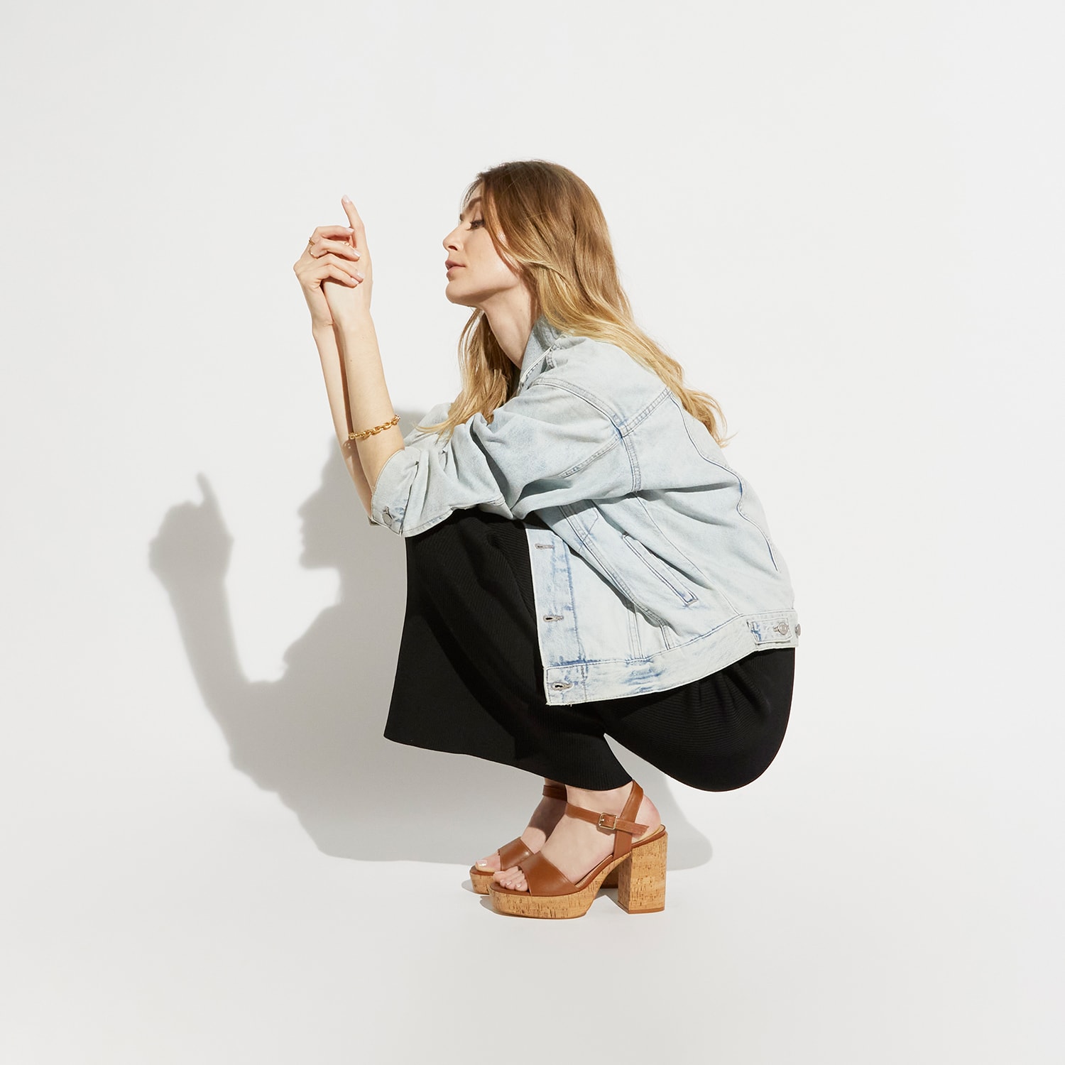 Model wearing the Dune London Jodi platforms for The Style Series