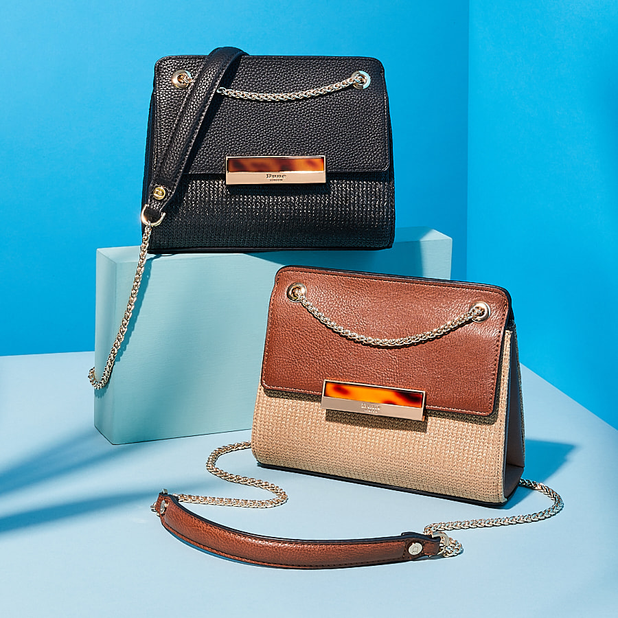 Still life shot of two Dune London bags