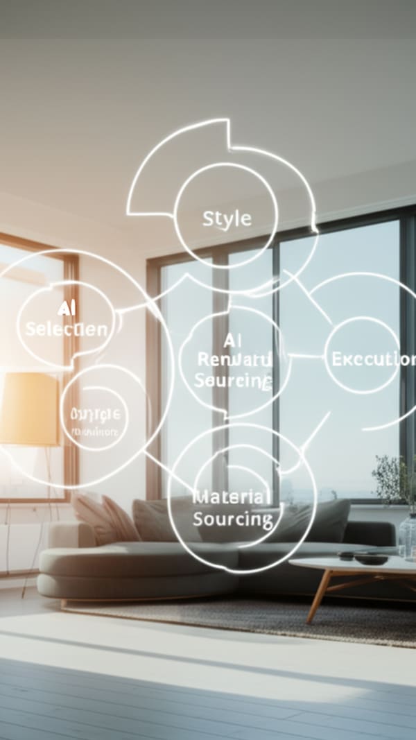Process Flow Diagram For Ai Living Room Design Implementation - Infographic