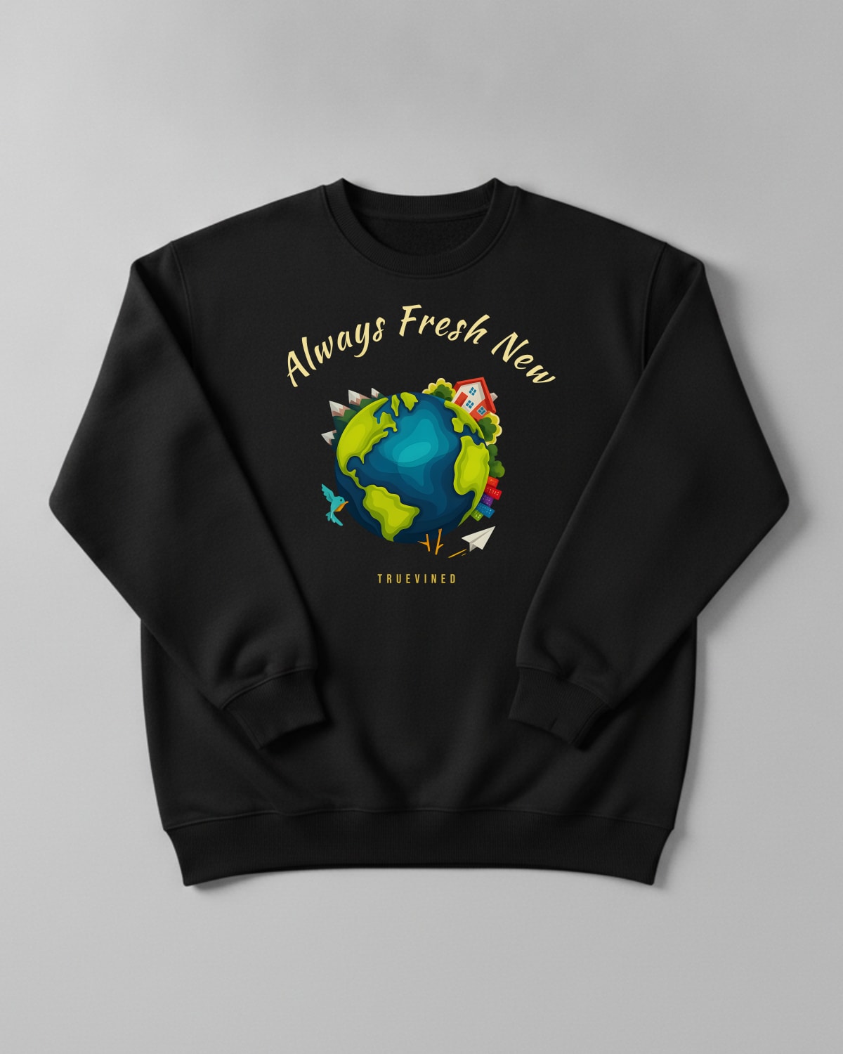 Always Fresh New printed on the Crewneck sweatshirt in Black