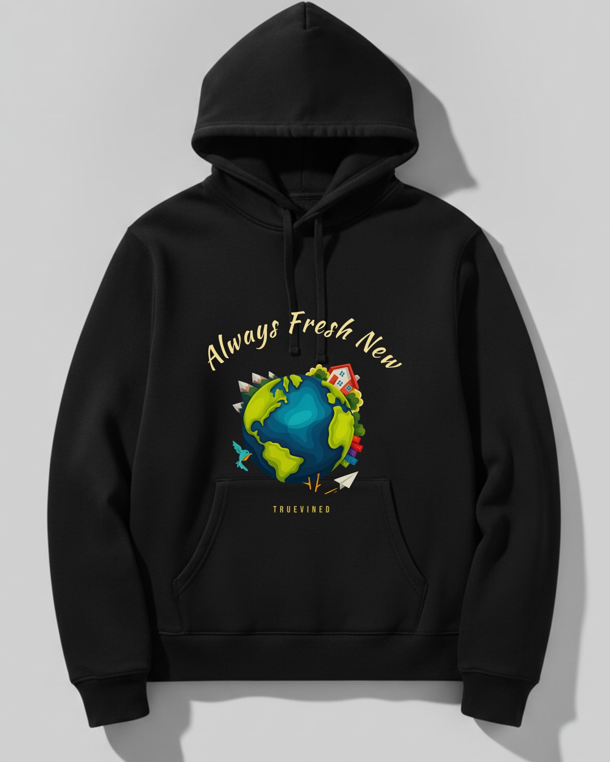 Always Fresh New printed on the College hoodie in Black