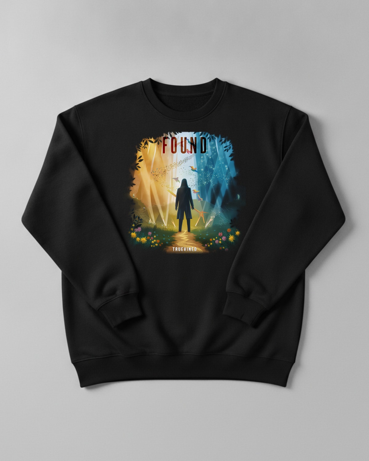 Found printed on the Crewneck sweatshirt in Black