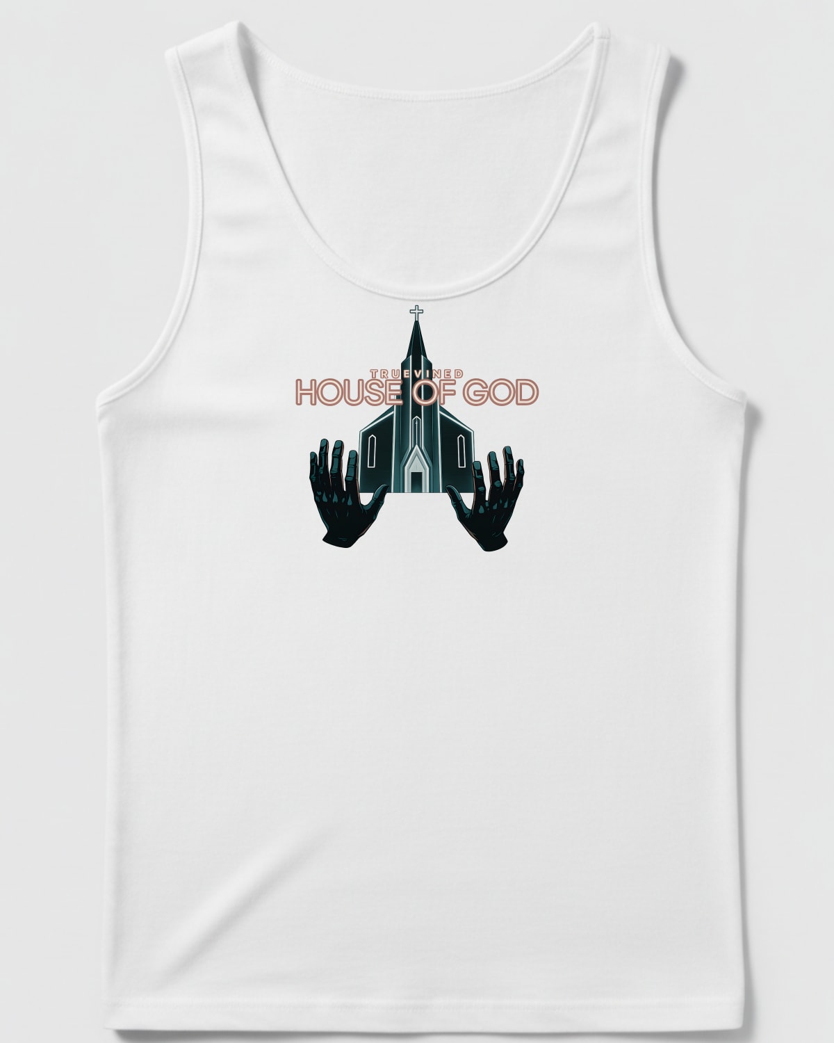 House of God printed on the Tank top in White