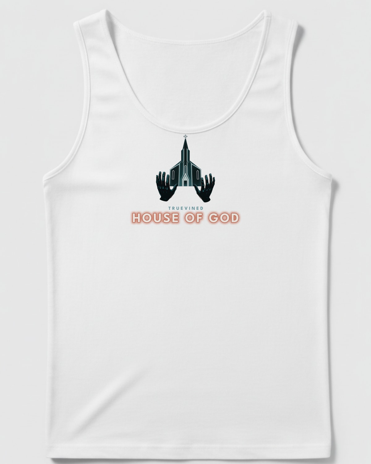 House of God printed on the Tank top in White
