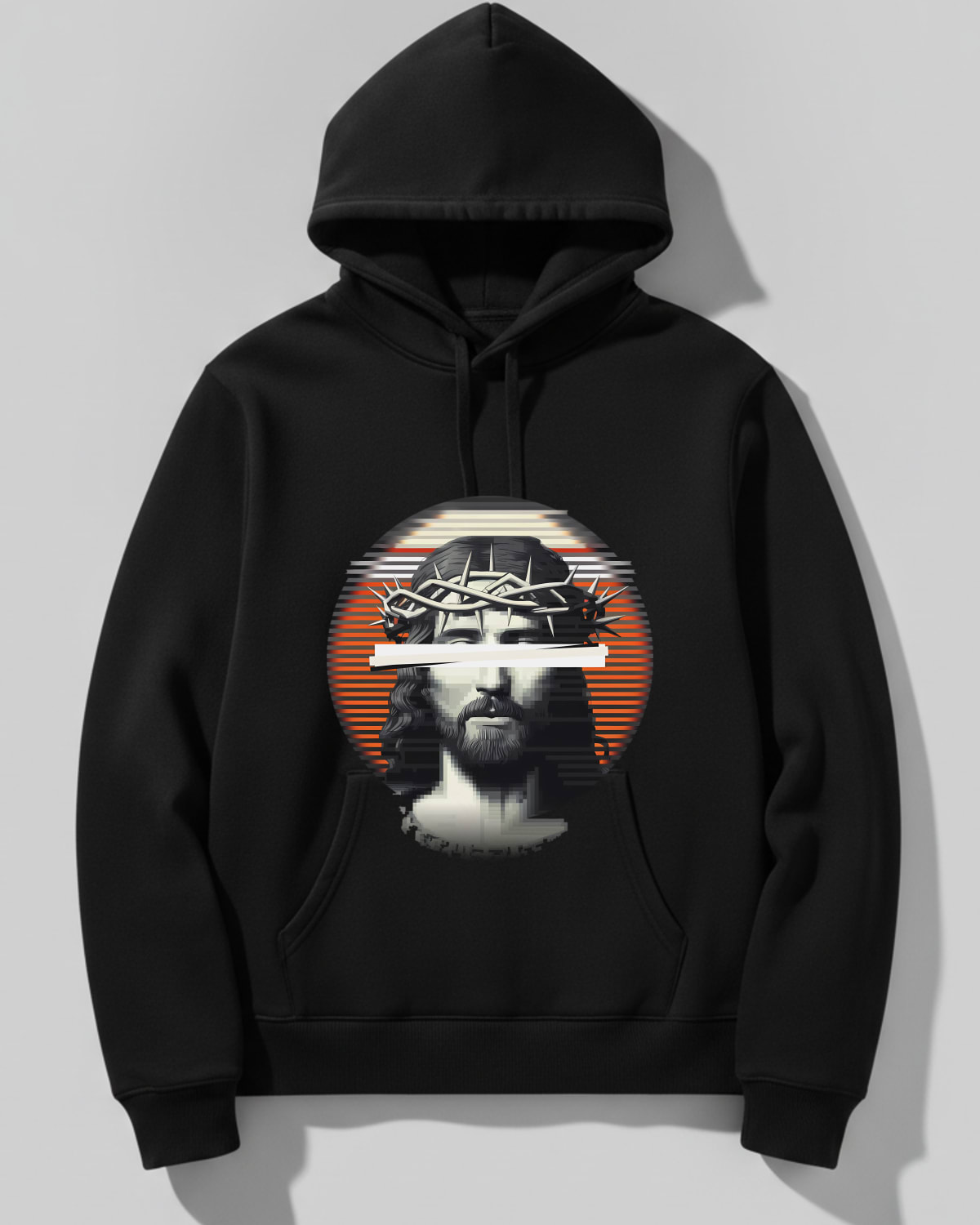 Lofi King printed on the College hoodie in Black