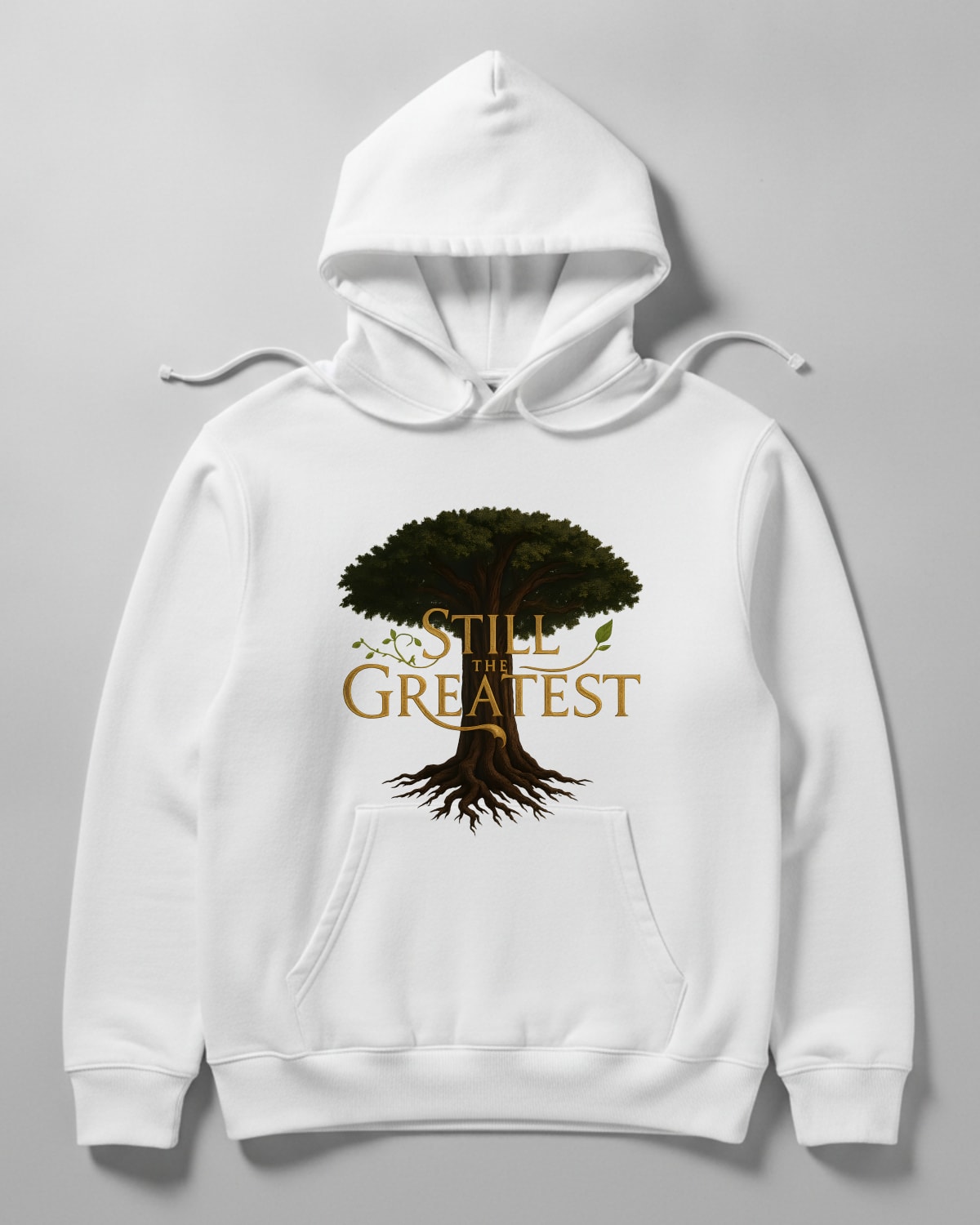 STILL THE GREATEST printed on the College hoodie in Arctic white