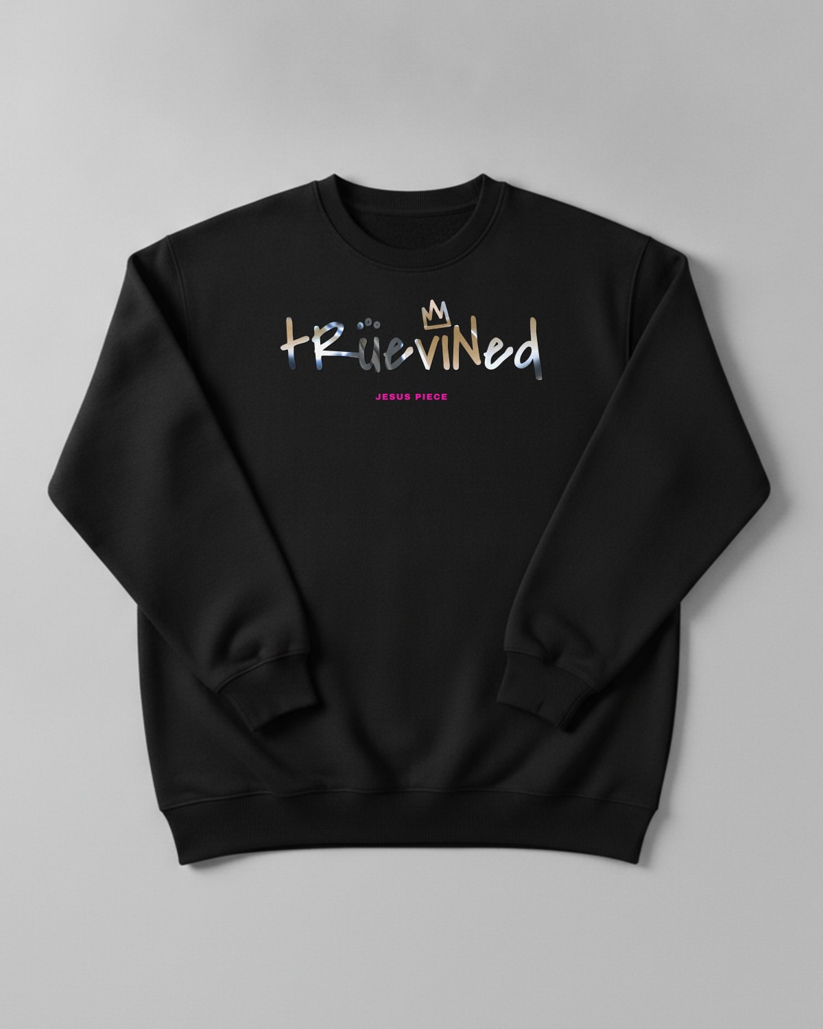 Jesus Piece printed on the Crewneck sweatshirt in Black
