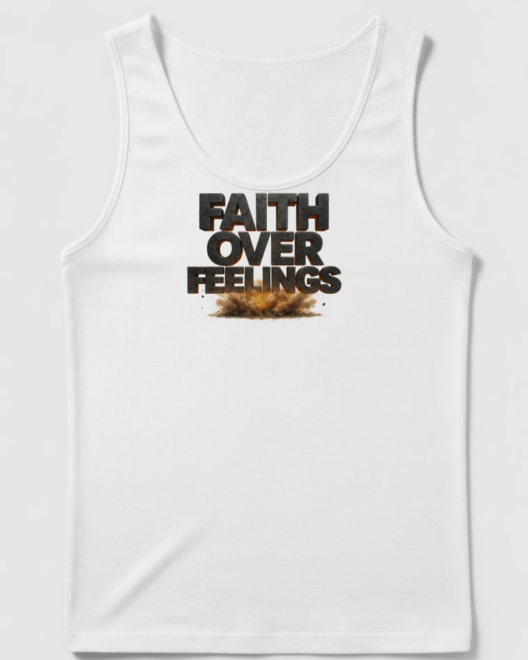 Faith Over Feelings tank in White