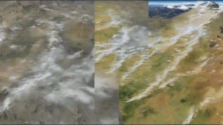 Geographic resolution comparison - An image comparing weather forecasts at different geographic resolutions (ultra-high, high, medium, low), illustrating how the level of detail affects the accuracy of local weather predictions.