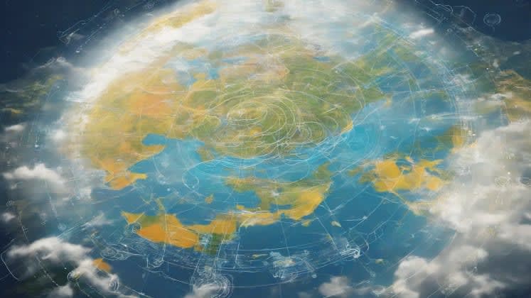 Weather data integration diagram: A detailed graphic illustrating the flow of weather data from various sources (radar, satellites, surface observations) into flight planning apps, highlighting the different types of data and their impact on flight predictions.