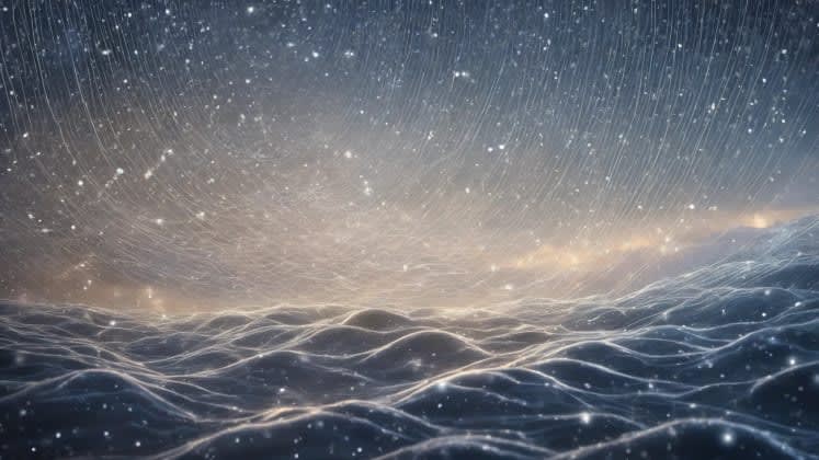 Atmospheric interference patterns with wireless signals: An illustration depicting various atmospheric elements (rain, snow, humidity) interacting with wireless signals, causing scattering and absorption.