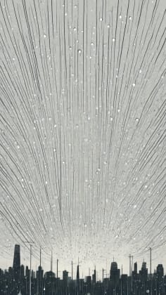 Rain impact on wireless signal transmission: An animated illustration showing radio waves being disrupted as they pass through raindrops, with a clear depiction of scattering and absorption.