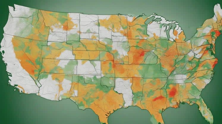 Geographic coverage visualization for risk levels: A series of maps showing the typical geographic coverage associated with each risk level, from small, isolated areas for Marginal risk to large, multi-state regions for High risk.