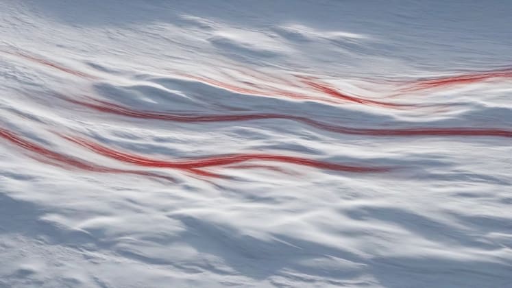 Diagram illustrating the difference between a single, intense snow band and multiple, weaker snow bands, showing their respective coverage areas and snowfall intensities.