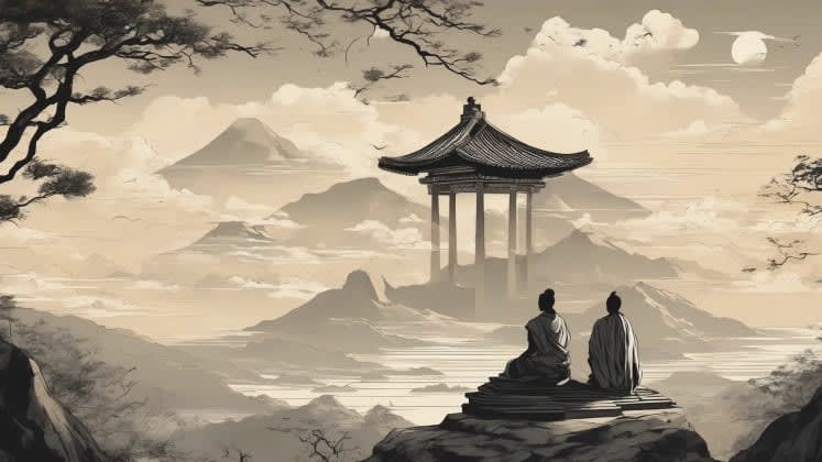Ancient weather prediction methods: A depiction of various ancient cultures (Greek, Chinese, Egyptian, Mayan) using their respective methods to predict weather, highlighting their unique approaches.