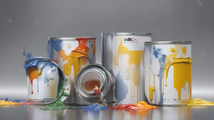 Paint type selection guide: A display of different types of paint, each labeled with the weather conditions they are best suited for.