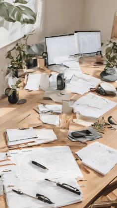 Routine building guide: A person creating a daily routine that includes exercise, meditation, and healthy meals. The image is structured and organized, showcasing the importance of developing routines for emotional well-being.