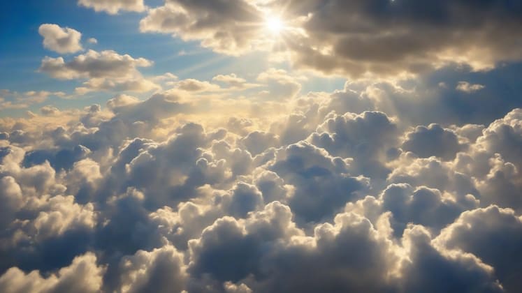 Visual ASMR components: A time-lapse video of clouds moving across the sky, with the sun peeking through. The visualization showcases the dynamic and calming nature of cloud movements.