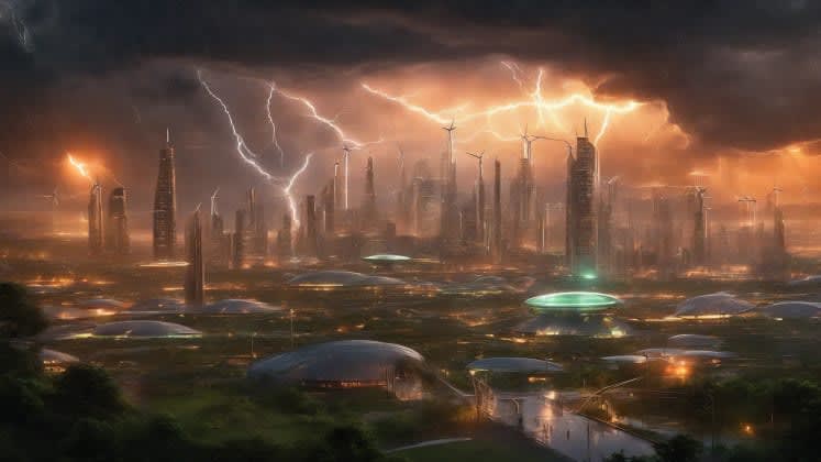 Future application methods: A depiction of future applications of weather prediction, such as enhanced disaster preparedness, precision agriculture, and sustainable urban planning.
