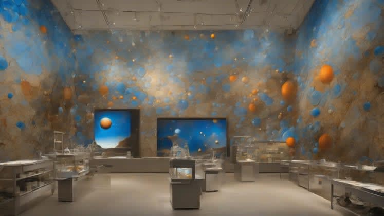 Art conservation environmental control visualization: A complex visualization showing temperature and humidity levels affecting various art materials, with annotations highlighting critical thresholds.