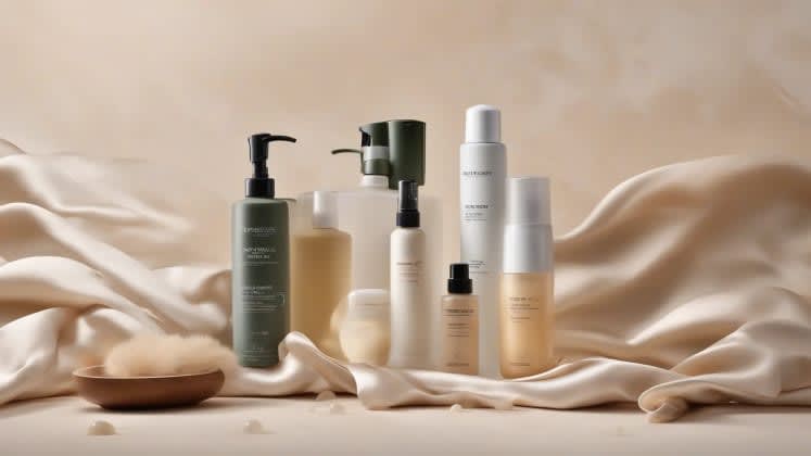 Humidity protection guide: A collage showing various products and tools used for humidity protection, such as anti-frizz sprays, silk scarves, and hair ties.