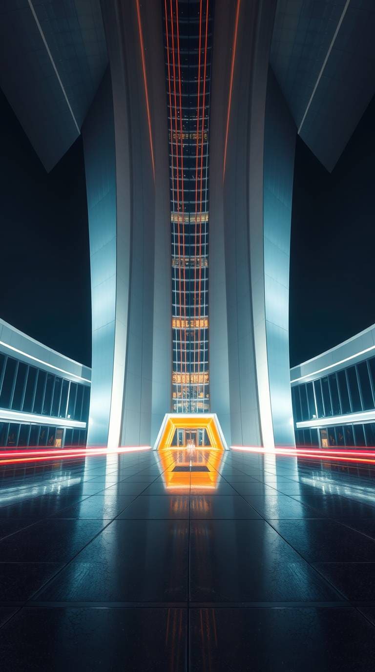Vertical Void, interior, atrium, vertical, architecture, minimal, sleek, modern, soaring, dramatic