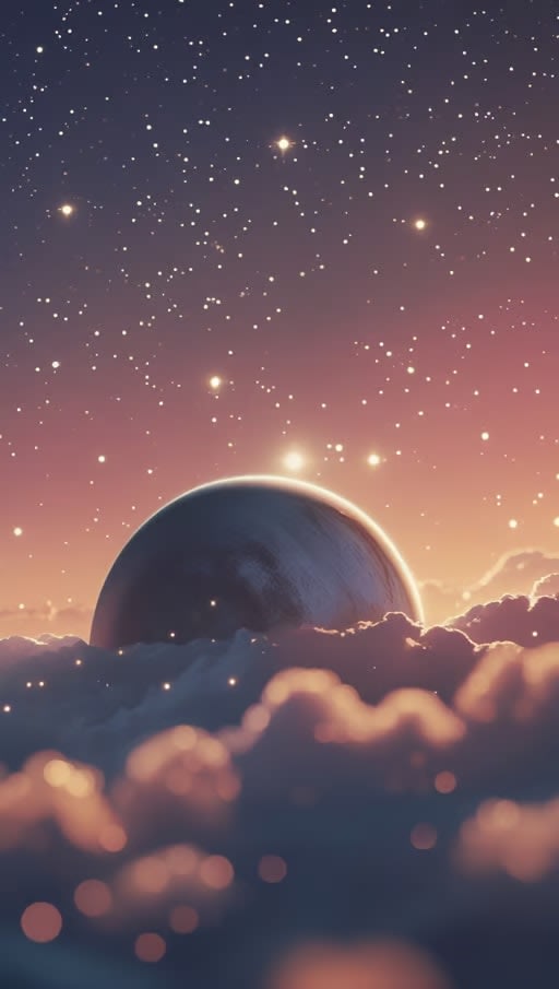 Cloud Embrace, sunset, planet, clouds, dreamy, warm, atmospheric, aesthetic, orange, soft