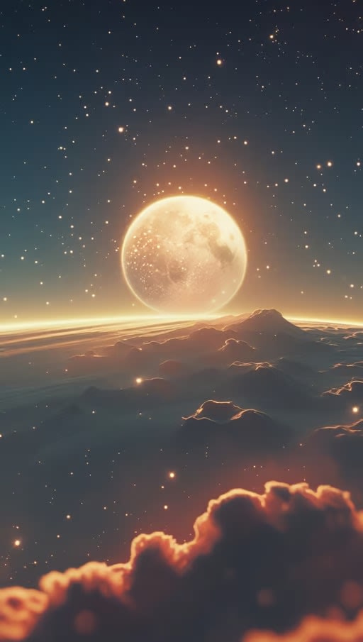 Mountain Eclipse, sunset, planet, mountains, dreamy, warm, atmospheric, aesthetic, silhouette, dramatic