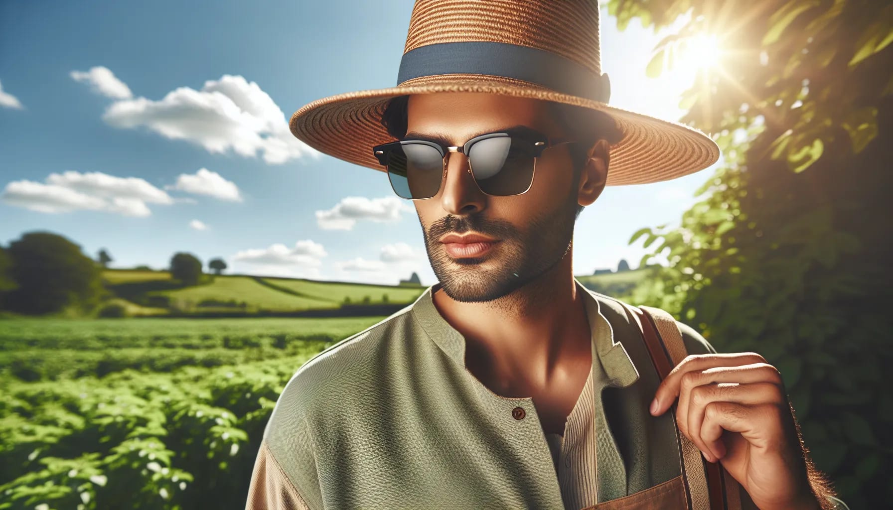 Person wearing protective clothing in the sun