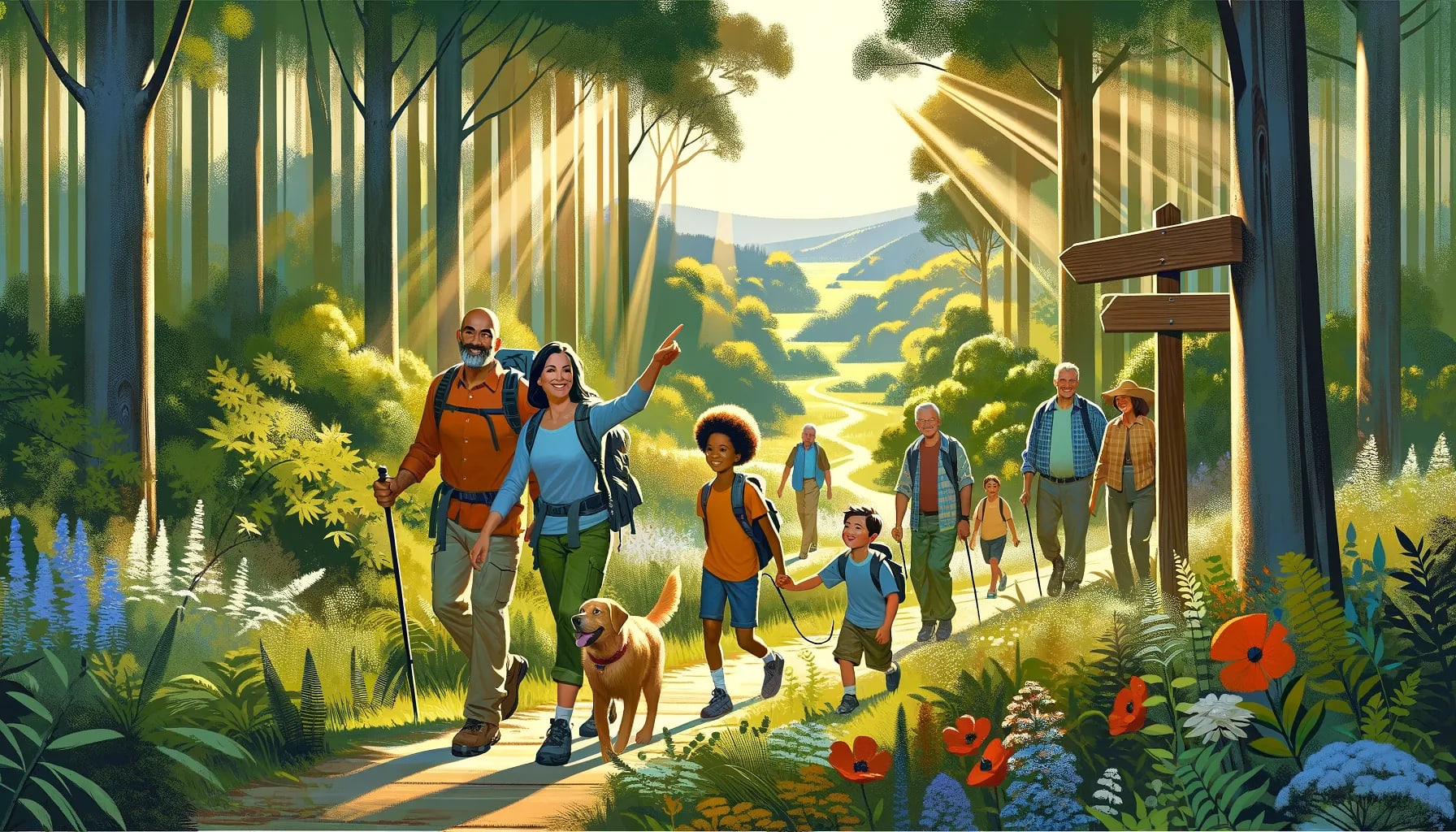 Hiking trail through a lush forest
