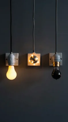 Illustration or photo depicting common lighting issues: flickering bulb, buzzing dimmer, burnt-out bulb