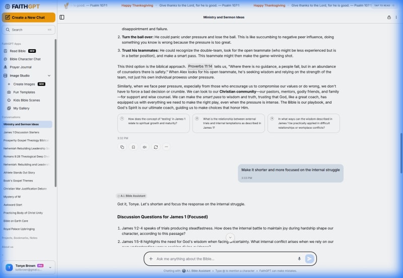 Refining the sermon illustration with FaithGPT