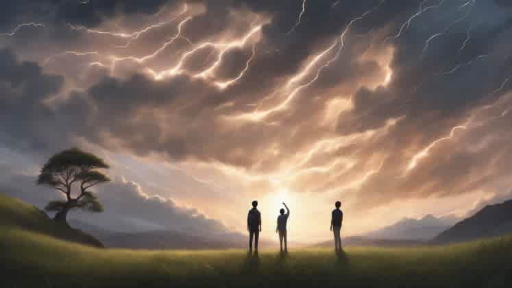 Image of a person controlling the weather with their hands