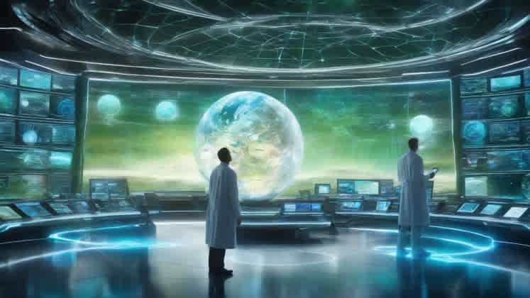Image of futuristic weather technology controlling the environment