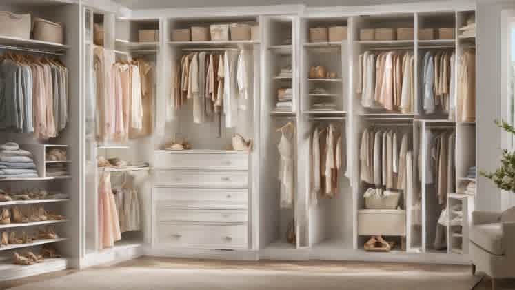 Organized closet with seasonal clothing
