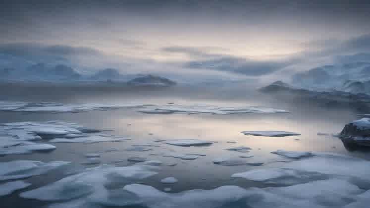 Steam fog formation over water visualization: A mesmerizing view of steam fog rising from a lake, showcasing its ethereal and ghostly appearance.