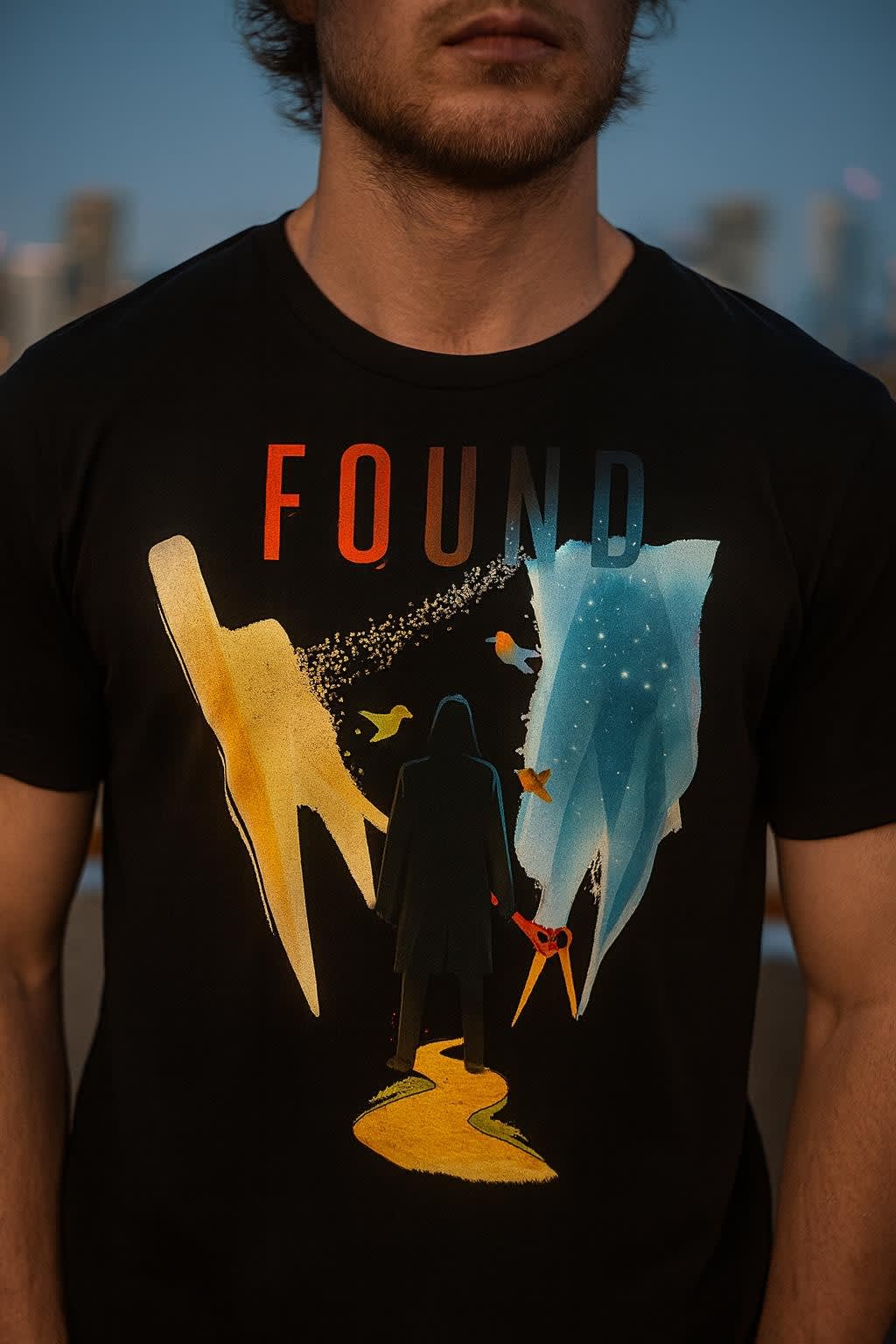 Found worn on the classic tee, detail view