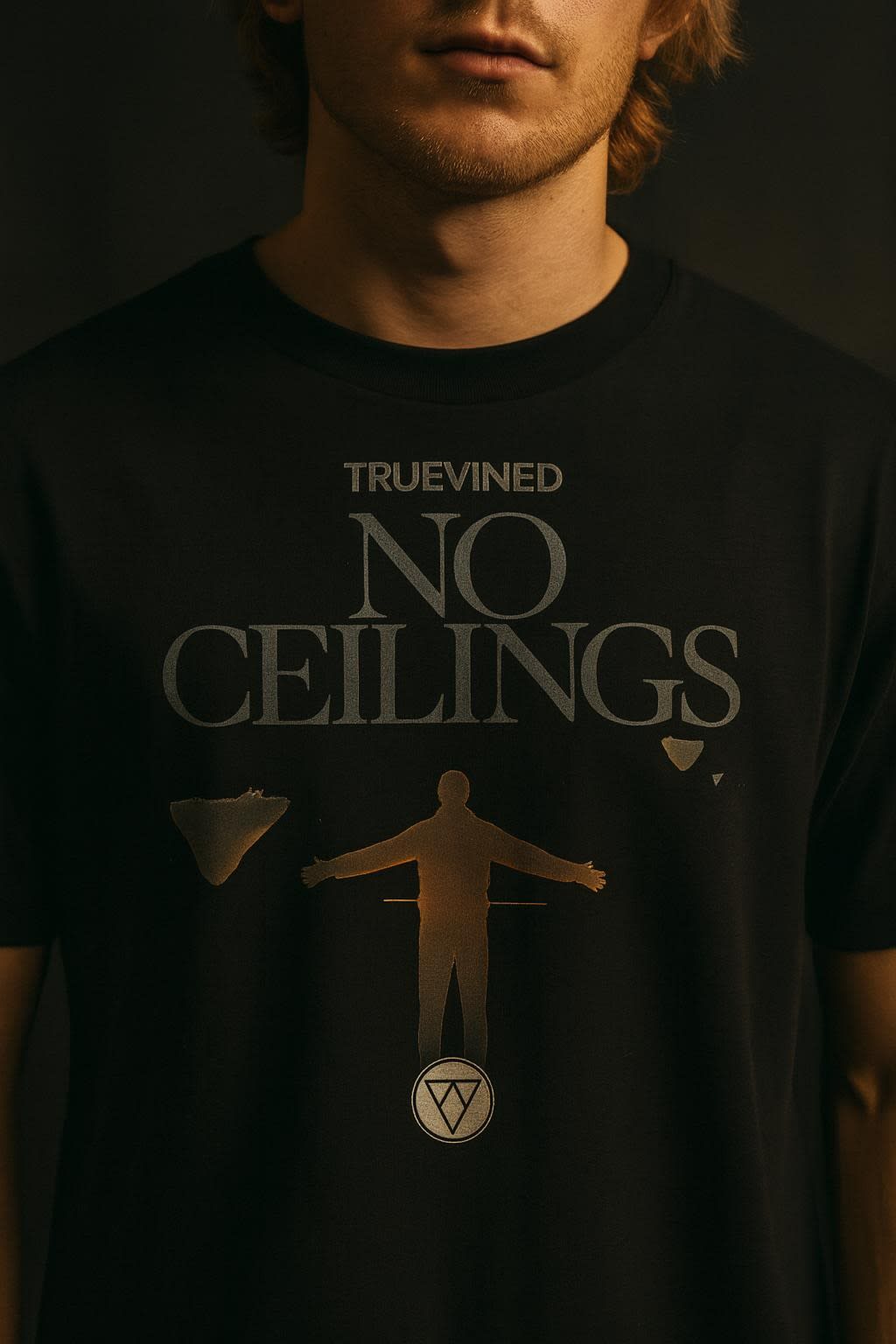 No Ceilings worn on the classic tee, detail view